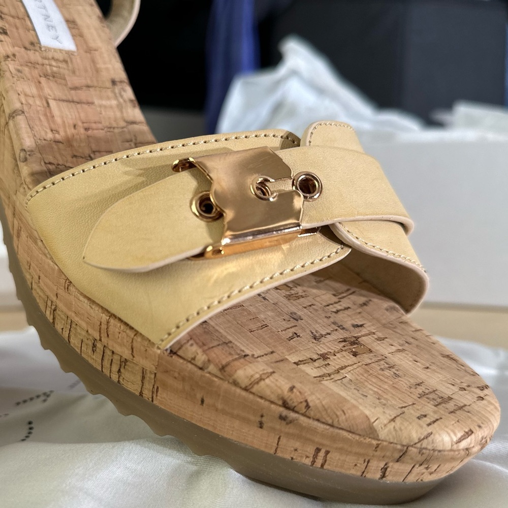 Stella McCartney cork wedge buckle sandles tan 41 - Picture 3 of 10